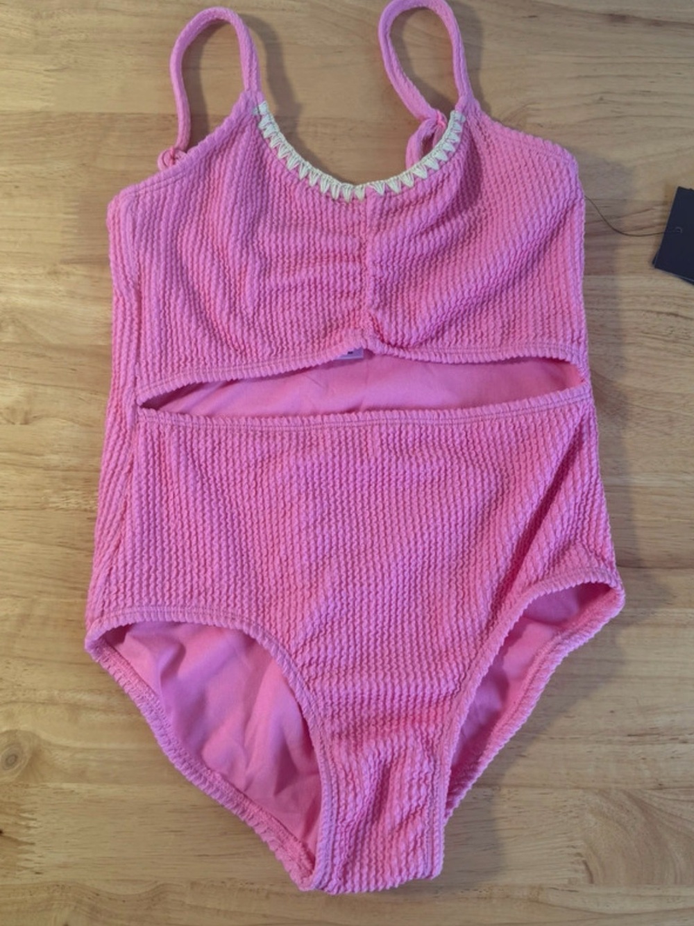 art class Pink Textured One-Piece Swimsuit with Midriff Cutout